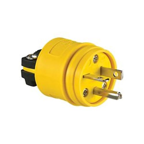 Main product image of Straight Blade Plug, #14-8 Awg, 20A, Industrial, 250V, Back Wire, Yellow, Black, 1448