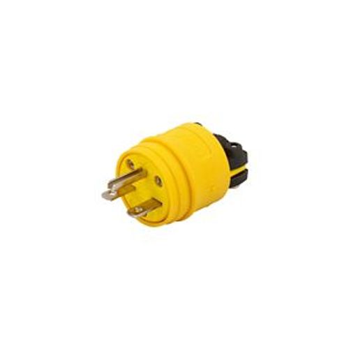 Main product image of Straight Blade Plug, #14-8 Awg, 15A, Industrial, 250V, Back Wire, Yellow, Black, 1449