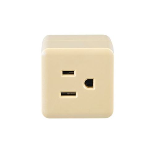 Main product image of 3 Outlet Cube Tap, Single Receptacle To 3 Outlets, 15A, 125V, Ivory, Thermoplastic, 5-15R, 1482V-BOX