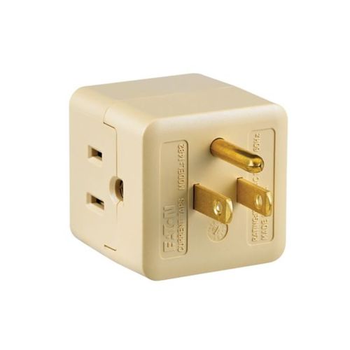 Main product image of 3 Outlet Cube Tap, Single Receptacle To 3 Outlets, 15A, 125V, Ivory, Thermoplastic, 5-15R, 1482V-BOX