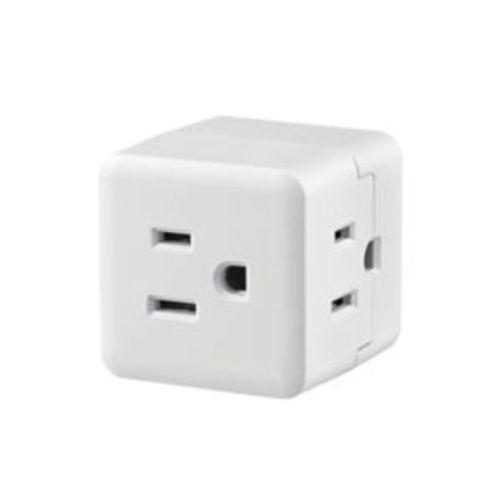 Main product image of 3 Outlet Cube Tap, Single Receptacle To 3 Outlets, 15A, 125V, White, Thermoplastic, 5-15R, 1482W-BOX