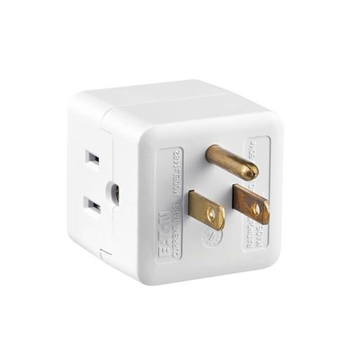Main product image of 3 Outlet Cube Tap, Single Receptacle To 3 Outlets, 15A, 125V, White, Thermoplastic, 5-15R, 1482W-BOX
