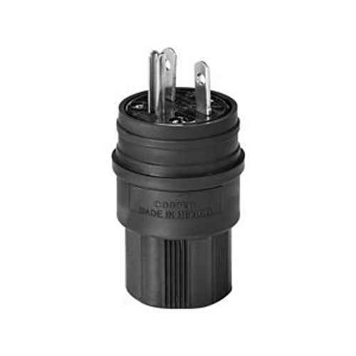 Main product image of Arrow Hart Watertight Straight Blade Plug, #18-10 Awg 15A, 250V, Black, 6-15P, 2-Pole, 14W49BK