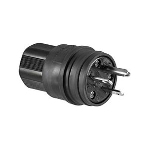 Main product image of Arrow Hart Watertight Straight Blade Plug, #18-10 Awg 15A, 250V, Black, 6-15P, 2-Pole, 14W49BK