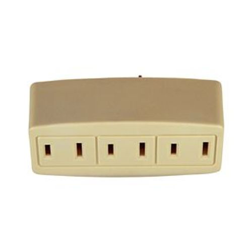 Main product image of 3 Outlet Tap, Single Receptacle To 3 Outlets, 15A, 125V, Ivory, 2-Pole, 2-Wire, 1-15R, 1747V-BOX