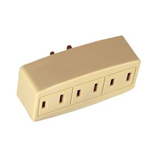 Main product image of 3 Outlet Tap, Single Receptacle To 3 Outlets, 15A, 125V, Ivory, 2-Pole, 2-Wire, 1-15R, 1747V-BOX
