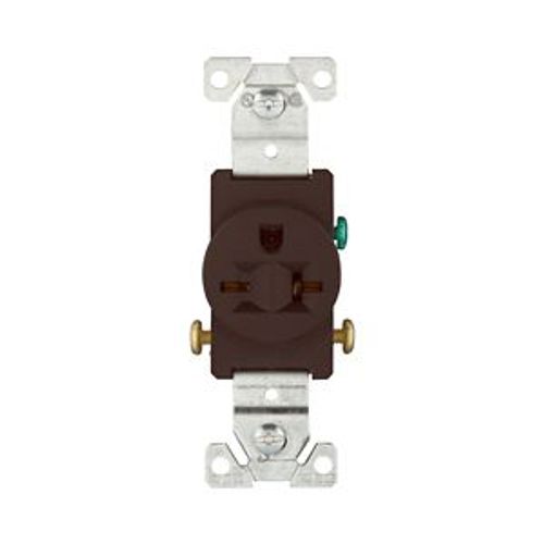 Main product image of Commercial Single Receptacle, #14-10 Awg 20A, 250V, SideWire, Brown Face, 6-20R, Pvc, 1876B-BOX