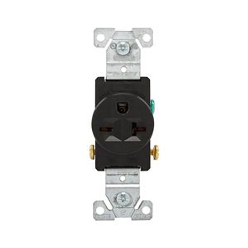 Main product image of Commercial Single Receptacle, #14-10 Awg 20A, 250V, SideWire, Black Face, 6-20R, Pvc, 1876BK