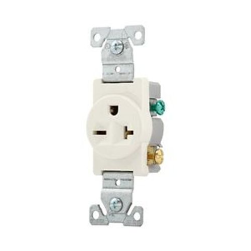 Main product image of Commercial Single Receptacle, #14-10 Awg 20A, 250V, SideWire, Light Almond Face, 6-20R, Pvc, 1876LA