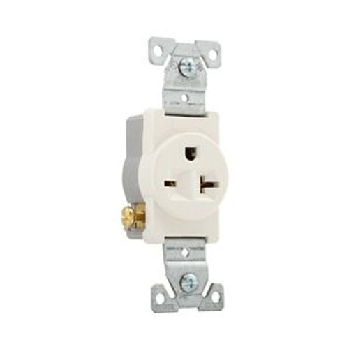 Main product image of Commercial Single Receptacle, #14-10 Awg 20A, 250V, SideWire, Light Almond Face, 6-20R, Pvc, 1876LA