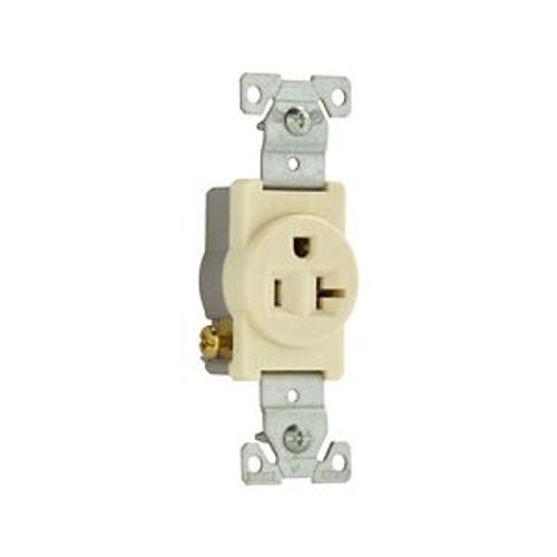 Main product image of Commercial Single Receptacle, #14-10 Awg 20A, 125V, SideWire, Almond Face, 5-20R, Pvc, 1877A