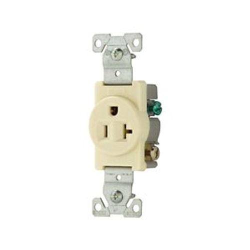 Main product image of Commercial Single Receptacle, #14-10 Awg 20A, 125V, SideWire, Almond Face, 5-20R, Pvc, 1877A