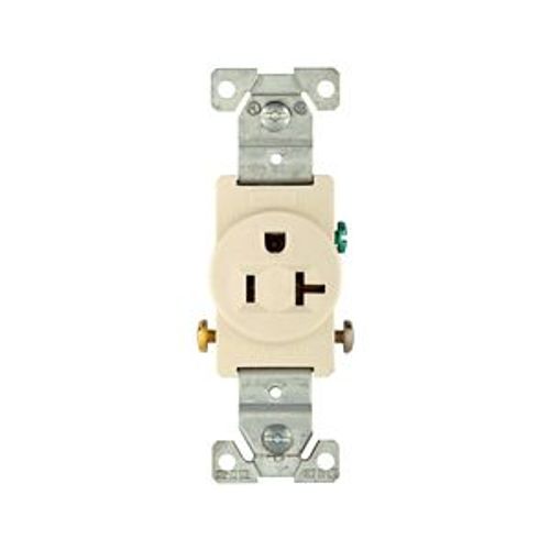 Main product image of Commercial Single Receptacle, #14-10 Awg 20A, 125V, SideWire, Light Almond Face, 5-20R, Pvc, 1877LA