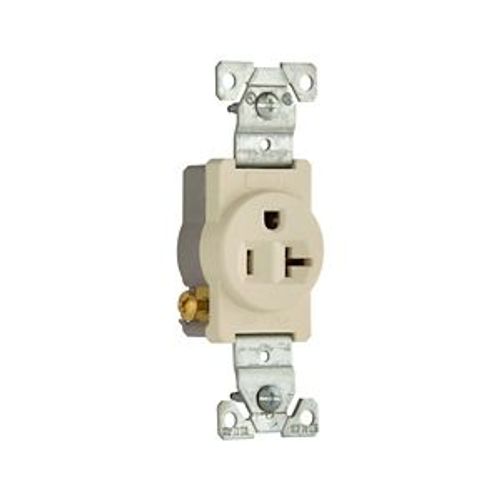 Main product image of Commercial Single Receptacle, #14-10 Awg 20A, 125V, SideWire, Light Almond Face, 5-20R, Pvc, 1877LA