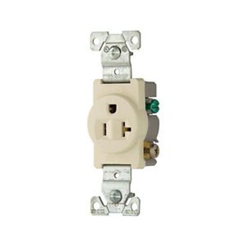 Main product image of Commercial Single Receptacle, #14-10 Awg 20A, 125V, SideWire, Light Almond Face, 5-20R, Pvc, 1877LA