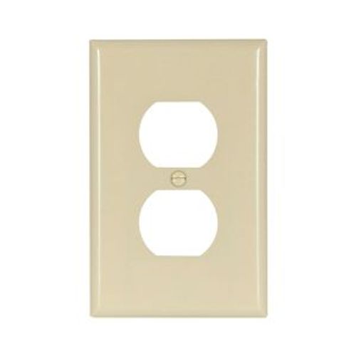 Main product image of Duplex Receptacle Wallplate, Ivory, Duplex Receptacle Cutout, Thermoset, Single- Gang, Mid-Size, 2032V