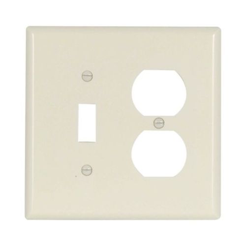 Main product image of Combination Wallplate, Almond, Toggle, Duplex Receptacle Cutout, Thermoset, 2- Gang, Mid-Size, 2038A