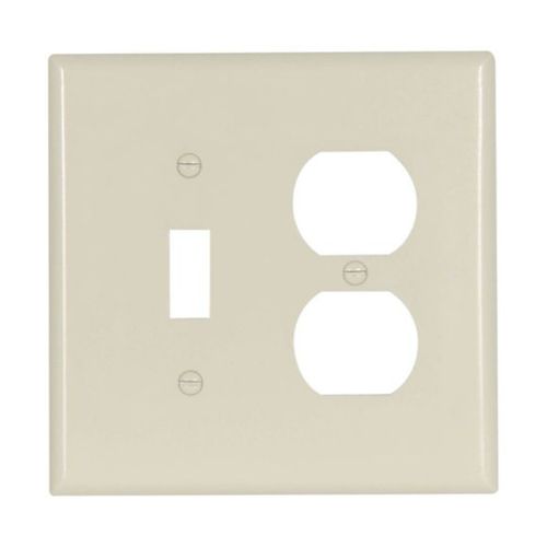 Main product image of Combination Wallplate, Lt. Almond, Toggle, Duplex Receptacle Cutout, Thermoset, 2-Gang, 2038LA-SP