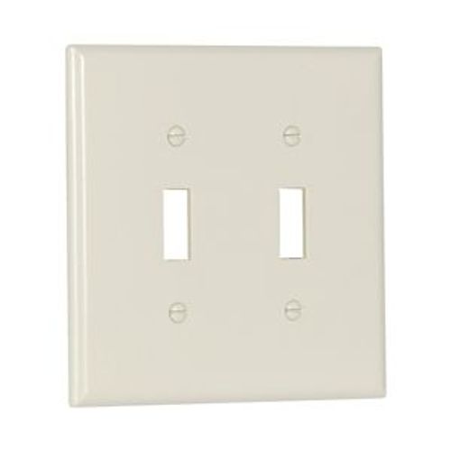 Main product image of Mid-Size Toggle Switch Wallplate, Light Almond, Toggle, Thermoset, 2, Mid-Size, 2039LA