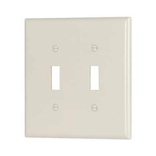 Main product image of Mid-Size Toggle Switch Wallplate, Light Almond, Toggle, Thermoset, 2, Mid-Size, 2039LA