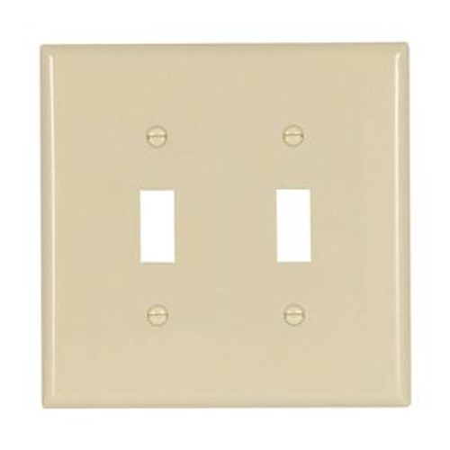 Main product image of Toggle Wallplate, Ivory, Toggle Cutout, Thermoset, Two- Gang, Mid-Size, 2039V