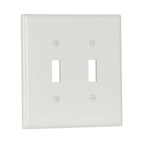 Main product image of Toggle Wallplate, White, Toggle Cutout, Thermoset, Two- Gang, Mid-Size, Ed Box, 2039W-BOX