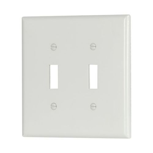 Main product image of Toggle Wallplate, White, Toggle Cutout, Thermoset, Two- Gang, Mid-Size, Ed Box, 2039W-BOX