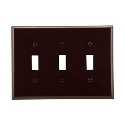 Main product image of Toggle Wallplate, Brown, Toggle Cutout, Thermoset, Three- Gang, Mid-Size, Ed Box, 2041B-BOX