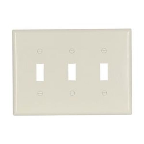 Main product image of Toggle Wallplate, Lt. Almond, Toggle Cutout, Thermoset, Three- Gang, Mid-Size, 2041LA