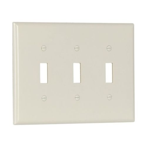 Main product image of Toggle Wallplate, Lt. Almond, Toggle Cutout, Thermoset, Three- Gang, Mid-Size, 2041LA