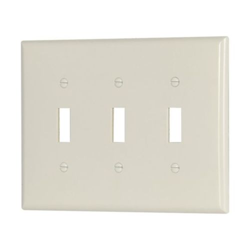 Main product image of Toggle Wallplate, Lt. Almond, Toggle Cutout, Thermoset, Three- Gang, Mid-Size, 2041LA