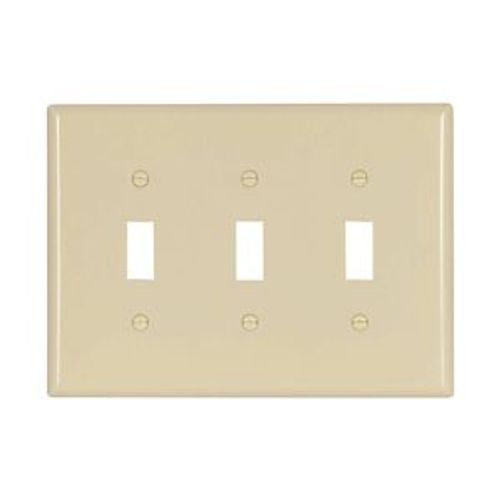 Main product image of Toggle Wallplate, Ivory, Toggle Cutout, Thermoset, Three- Gang, Mid-Size, Ed Box, 2041V-BOX