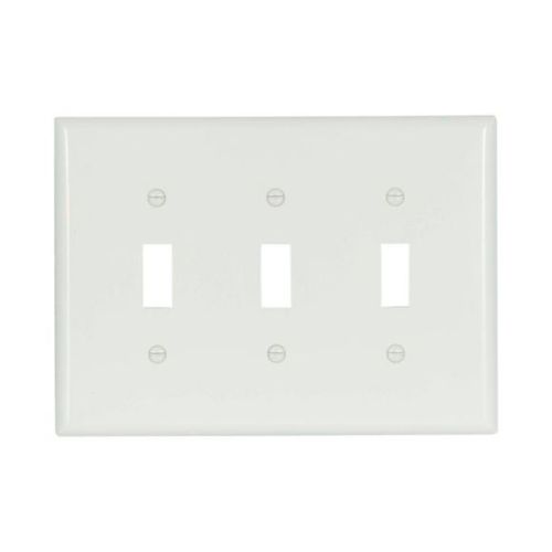 Main product image of Toggle Wallplate, White, Toggle Cutout, Thermoset, Three- Gang, Mid-Size, Ed Box, 2041W-BOX
