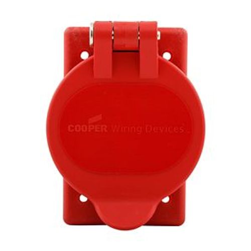 Main product image of Nylon Receptacle Cover, Weatherproof, Self-Closing Application, Red, Wet/Damp Locations, 20446N