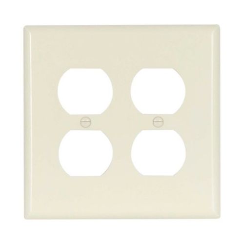 Main product image of Duplex Receptacle Wallplate, Lt. Almond, Duplex Receptacle Cutout, Thermoset, 2- Gang, Mid-Size, 2050LA