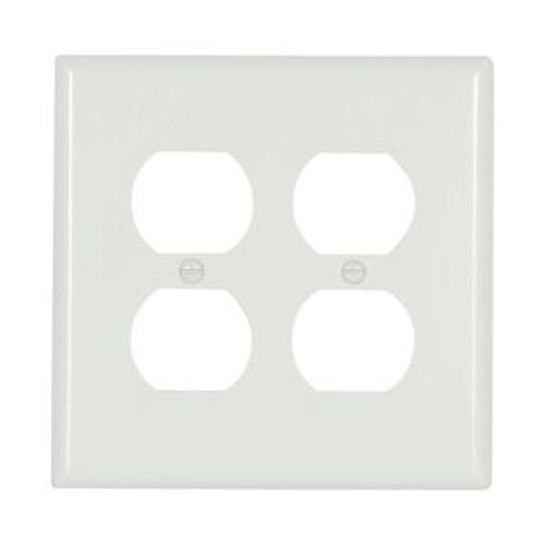 Main product image of Duplex Receptacle Wallplate, White, Duplex Receptacle Cutout, Thermoset, 2- Gang, 2050W-BOX