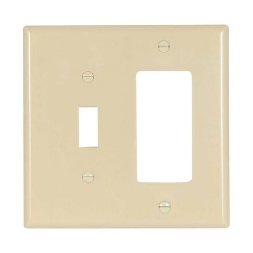 Main product image of Combination Wallplate, Ivory, Toggle, Decorator Cutout, Thermoset, 2- Gang, Mid-Size, Ed Box, 2053V-BOX
