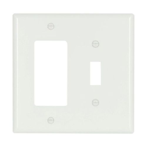 Main product image of Combination Wallplate, White, Toggle, Decorator Cutout, Thermoset, 2- Gang, Mid-Size, Ed Box, 2053W-BOX