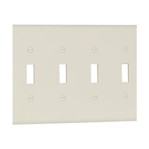 Main product image of Toggle Wallplate, Lt. Almond, Toggle Cutout, Thermoset, Four- Gang, Mid-Size, 2054LA