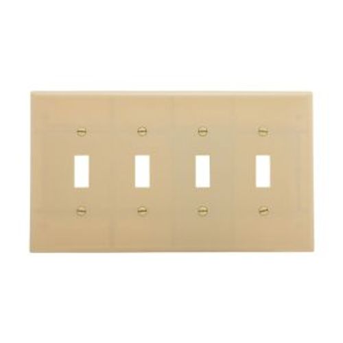 Main product image of Toggle Wallplate, Ivory, Toggle Cutout, Thermoset, Four- Gang, Mid-Size, Ed Box, 2054V-BOX