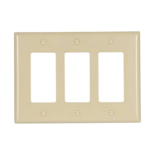 Main product image of Decorator / Gfci Wallplate, Ivory, Decorator Cutout, Thermoset, 3- Gang, Mid-Size, Ed Box, 2063V-BOX