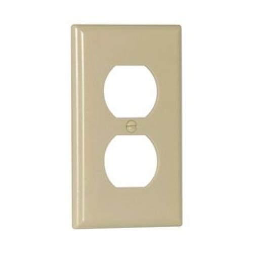 Main product image of Duplex Receptacle Wallplate, Ivory, Duplex Receptacle Cutout, Thermoset, Single- Gang, Standard, 2132V