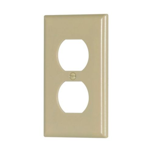 Main product image of Duplex Receptacle Wallplate, Ivory, Duplex Receptacle Cutout, Thermoset, Single- Gang, Standard, 2132V