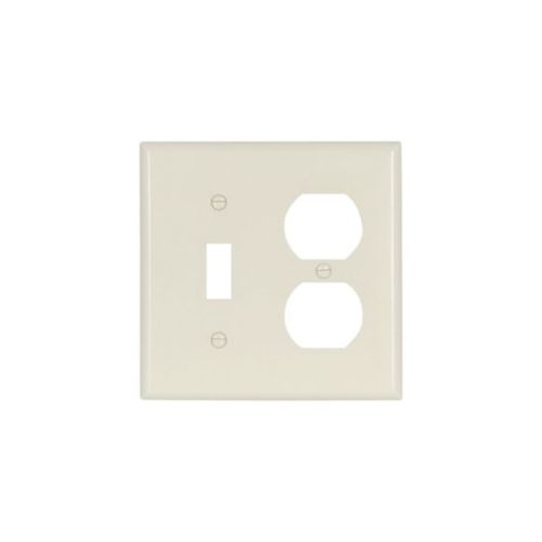 Main product image of Combination Wallplate, Lt. Almond, Toggle, Duplex Receptacle Cutout, Thermoset, 2-Gang, 2138LA-BOX