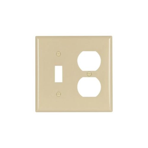 Main product image of Combination Wallplate, Ivory, Toggle, Duplex Receptacle Cutout, Thermoset, 2-Gang, Standard, 2138V-BOX