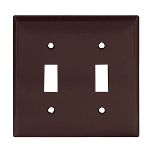 Main product image of Toggle Wallplate, Brown, Toggle Cutout, Thermoset, Two- Gang, Standard, Ed Box, 2139B-BOX