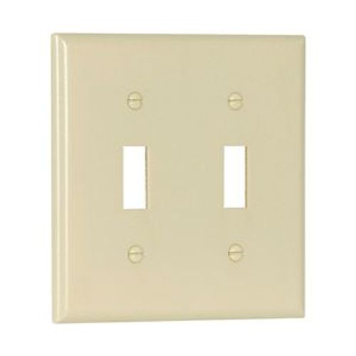 Main product image of Toggle Wallplate, Ivory, Toggle Cutout, Thermoset, Two- Gang, Standard, 2139V