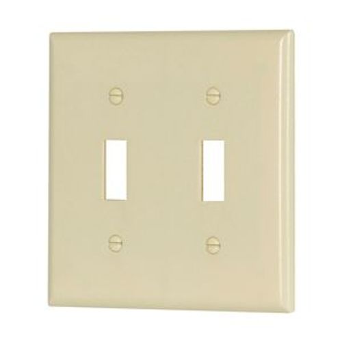 Main product image of Toggle Wallplate, Ivory, Toggle Cutout, Thermoset, Two- Gang, Standard, 2139V