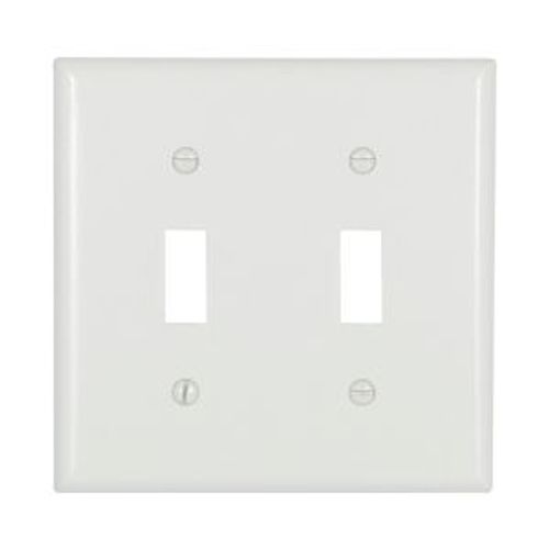 Main product image of Toggle Wallplate, White, Toggle Cutout, Thermoset, Two- Gang, Standard, 2139W
