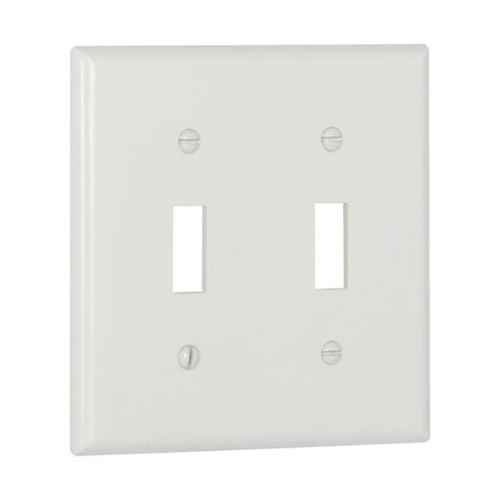 Main product image of Toggle Wallplate, White, Toggle Cutout, Thermoset, Two- Gang, Standard, 2139W